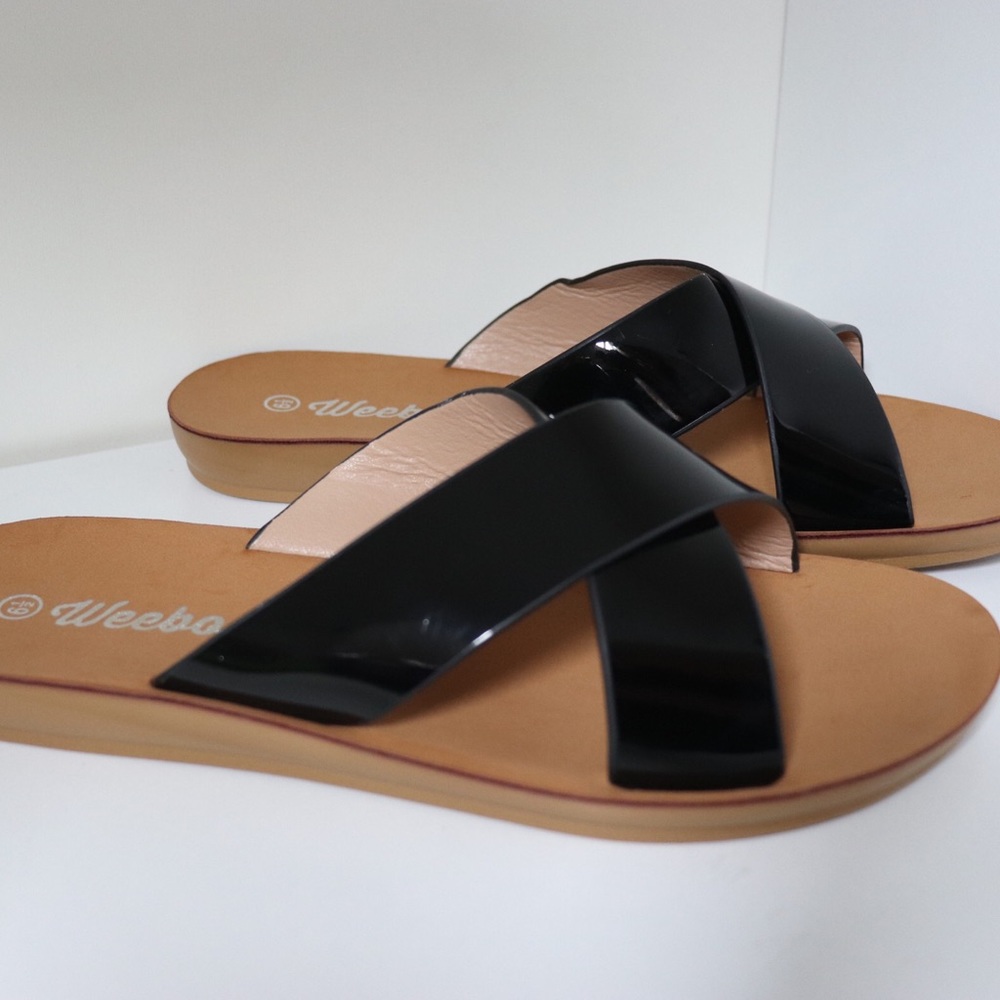 Crisscross Slip On Sandals